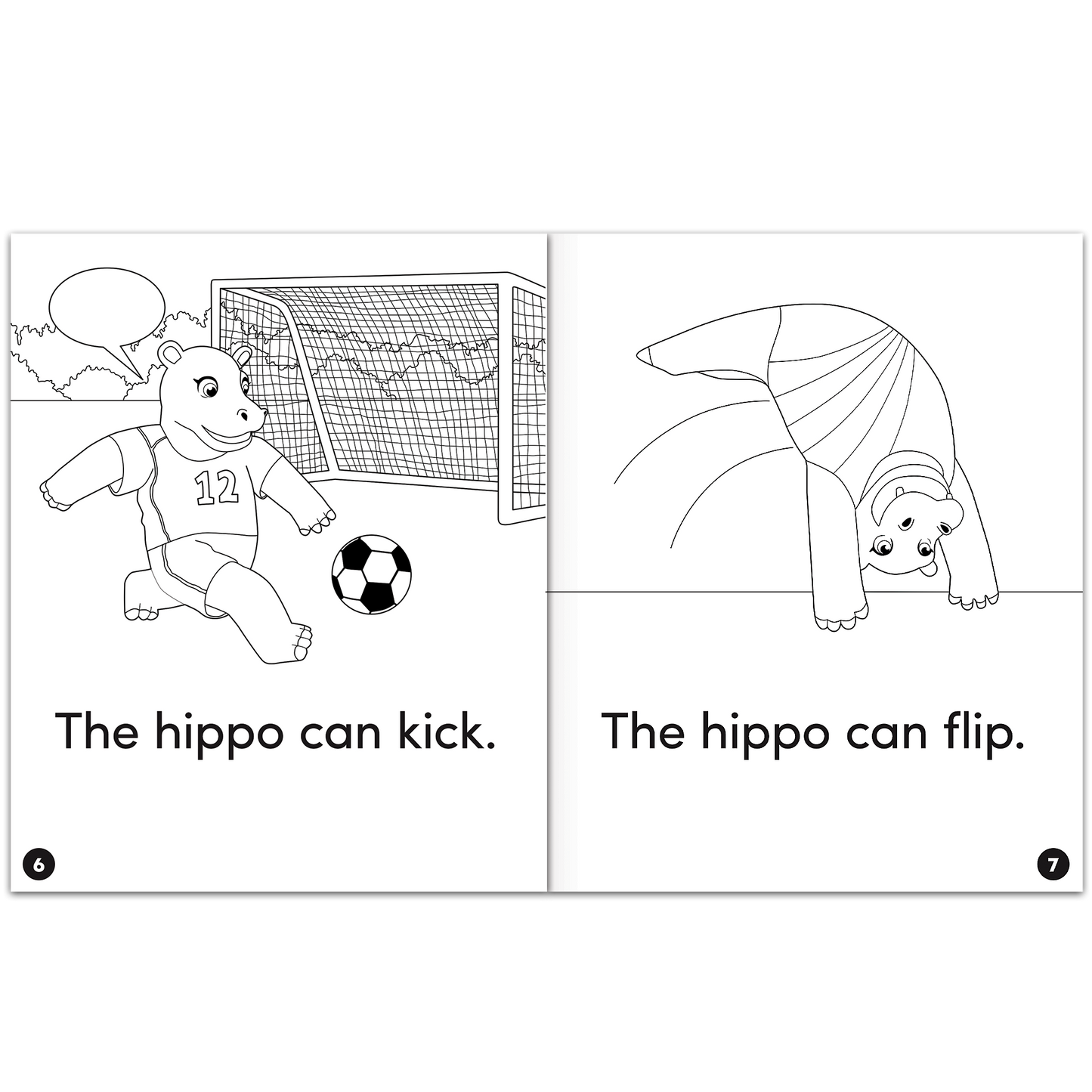 Animal Antics: The Big, Big Hippo - Short i Vowel Reader (B/W version) - 6 Pack