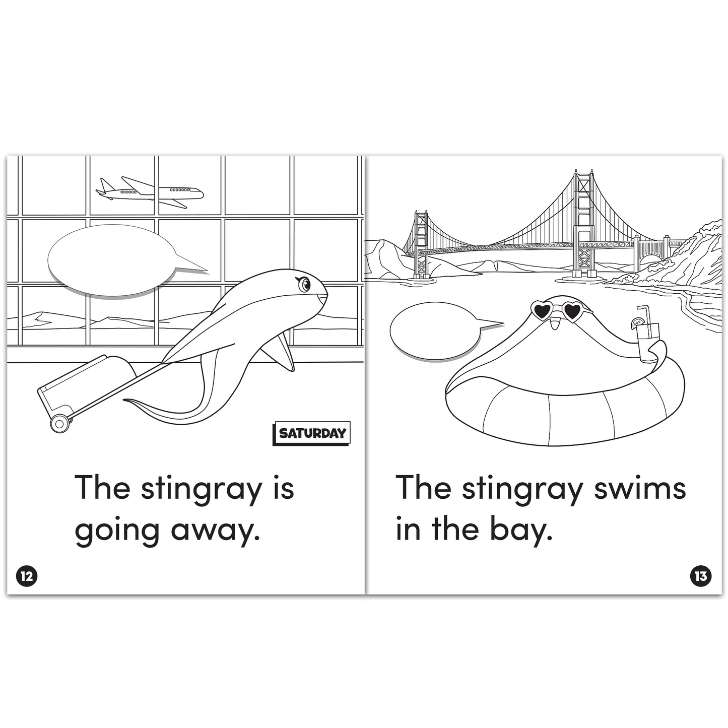 Animal Antics: Seven Days with a Stingray - Long a Vowel Reader (B/W version) - 6 pack
