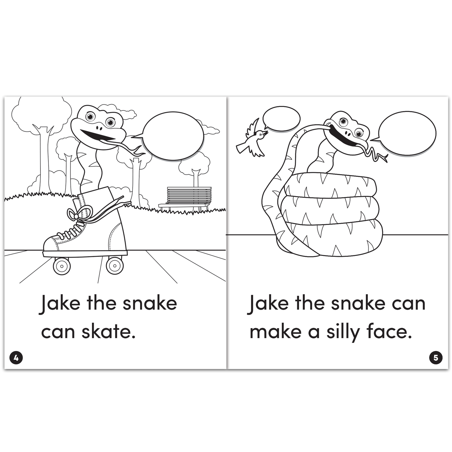 Animal Antics: Jake the Snake - Long a Vowel Reader (B/W Version) - 6 pack