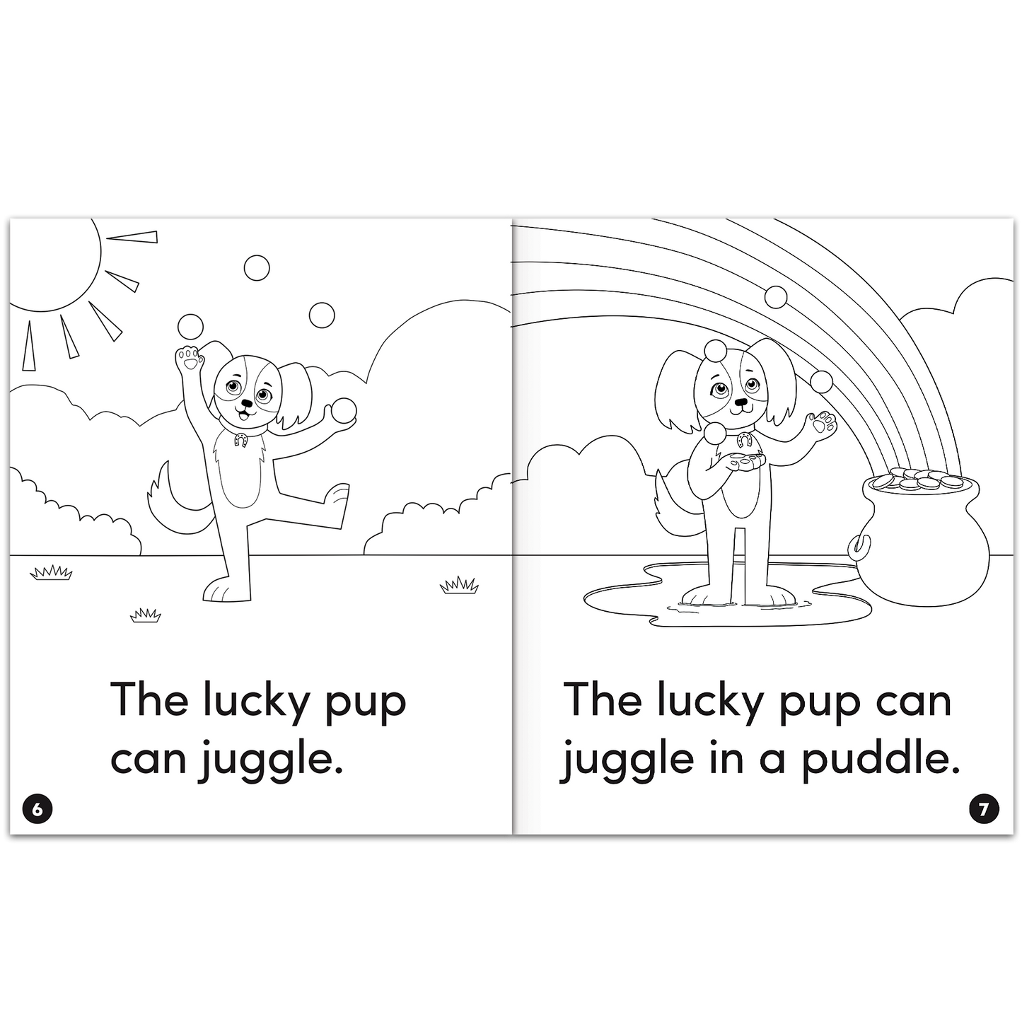 Animal Antics: The Lucky Pup - Short u Vowel Reader (B/W version) - 6 Pack